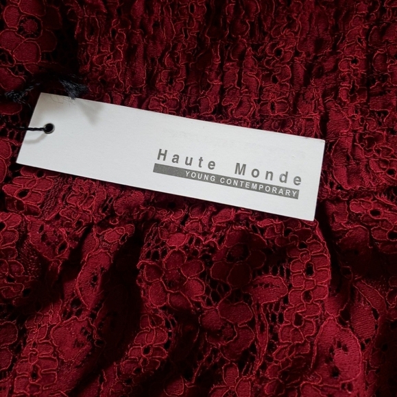 Haute Monde red lace Top - Picture 5 of 9